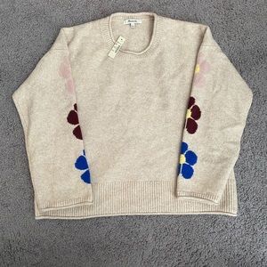 Madewell Belmore Floral-Sleeve Sweater Small